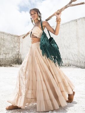 Erika Pena Ana Rumba Tiered Cotton Voile Maxi Skirt S/M